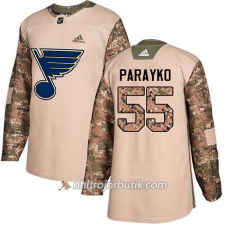 Män Ishockey St. Louis Blues Tröja Colton Parayko 55 Adidas 2017-2018 Camo Veterans Day Practice Authentic